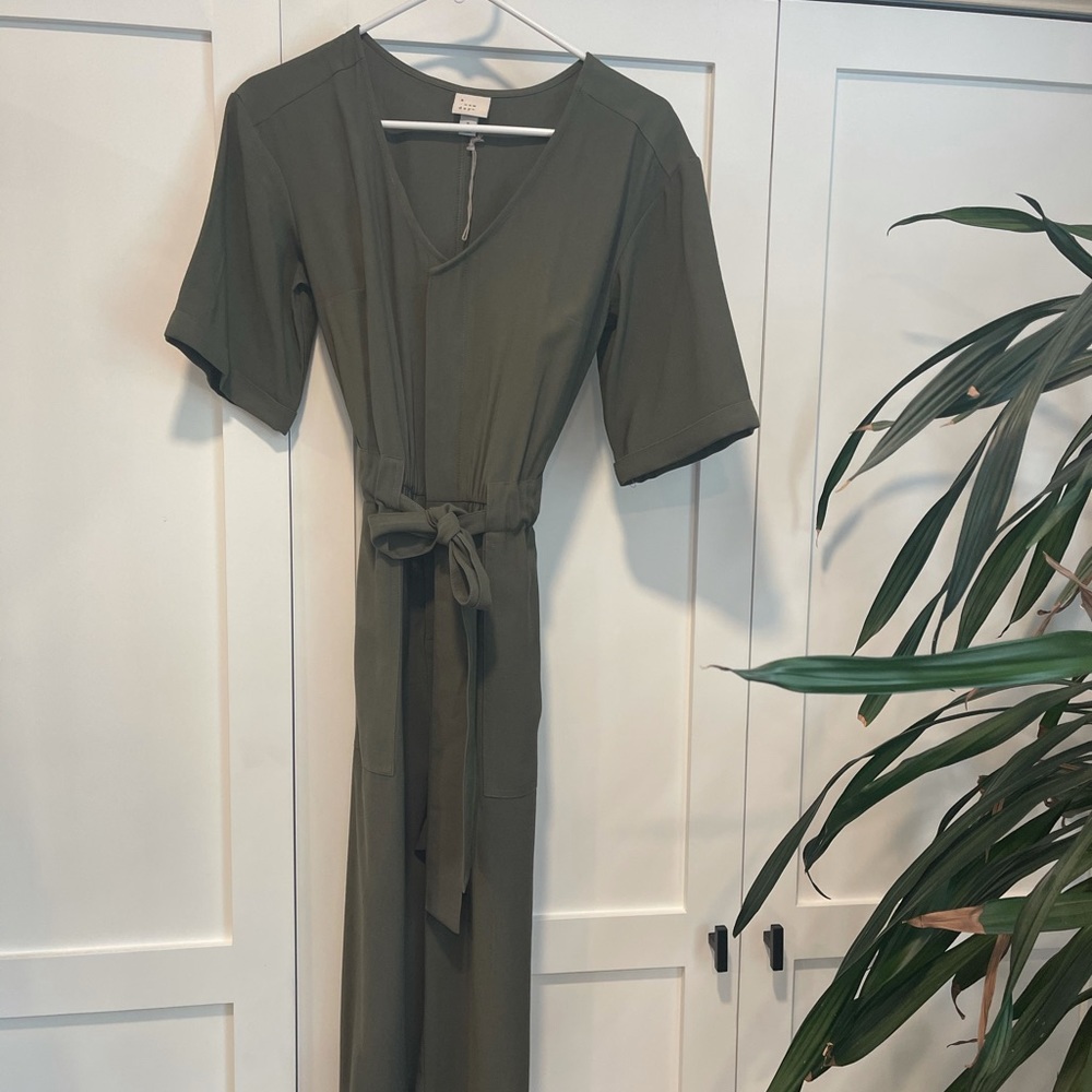 Army green crop jumpsuit